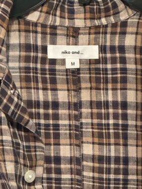 Plaid Button-Up Shirt in Brown and Navy Niko and…